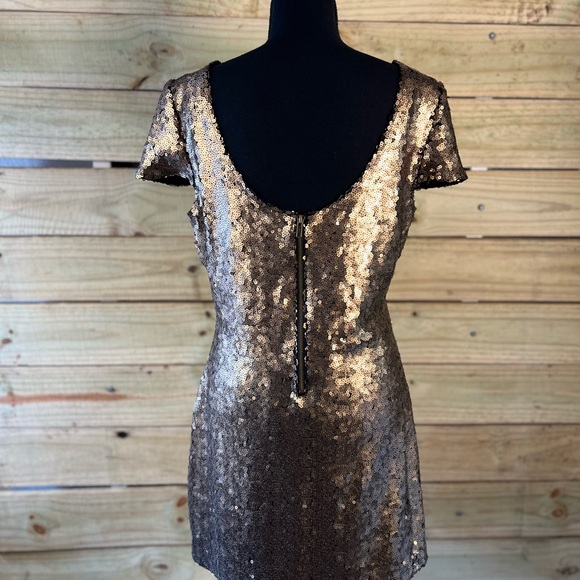 Tulle size large gold sequin dress - Picture 3 of 4